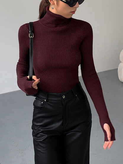 Selina | Damen Minimalistisches Slim-Top mit Rollkragen