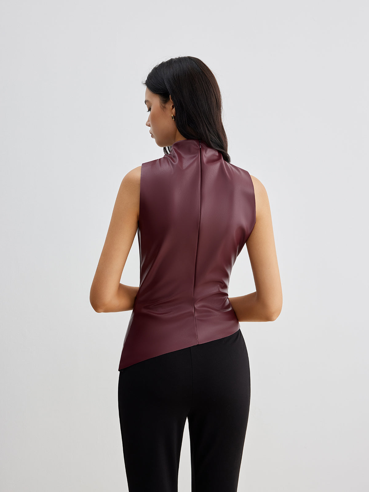 Veronika | Damen Sommer Ärmelloses Top mit Chic-Hochkragen
