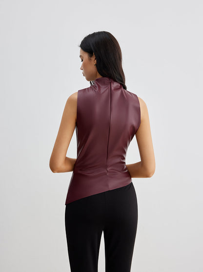Veronika | Damen Sommer Ärmelloses Top mit Chic-Hochkragen