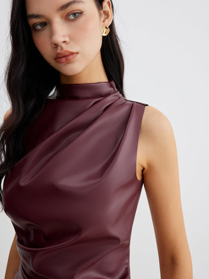 Veronika | Damen Sommer Ärmelloses Top mit Chic-Hochkragen