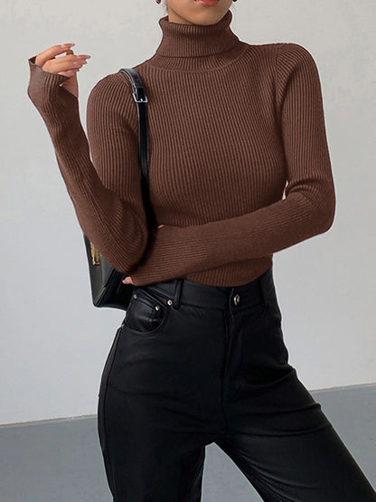 Selina | Damen Minimalistisches Slim-Top mit Rollkragen