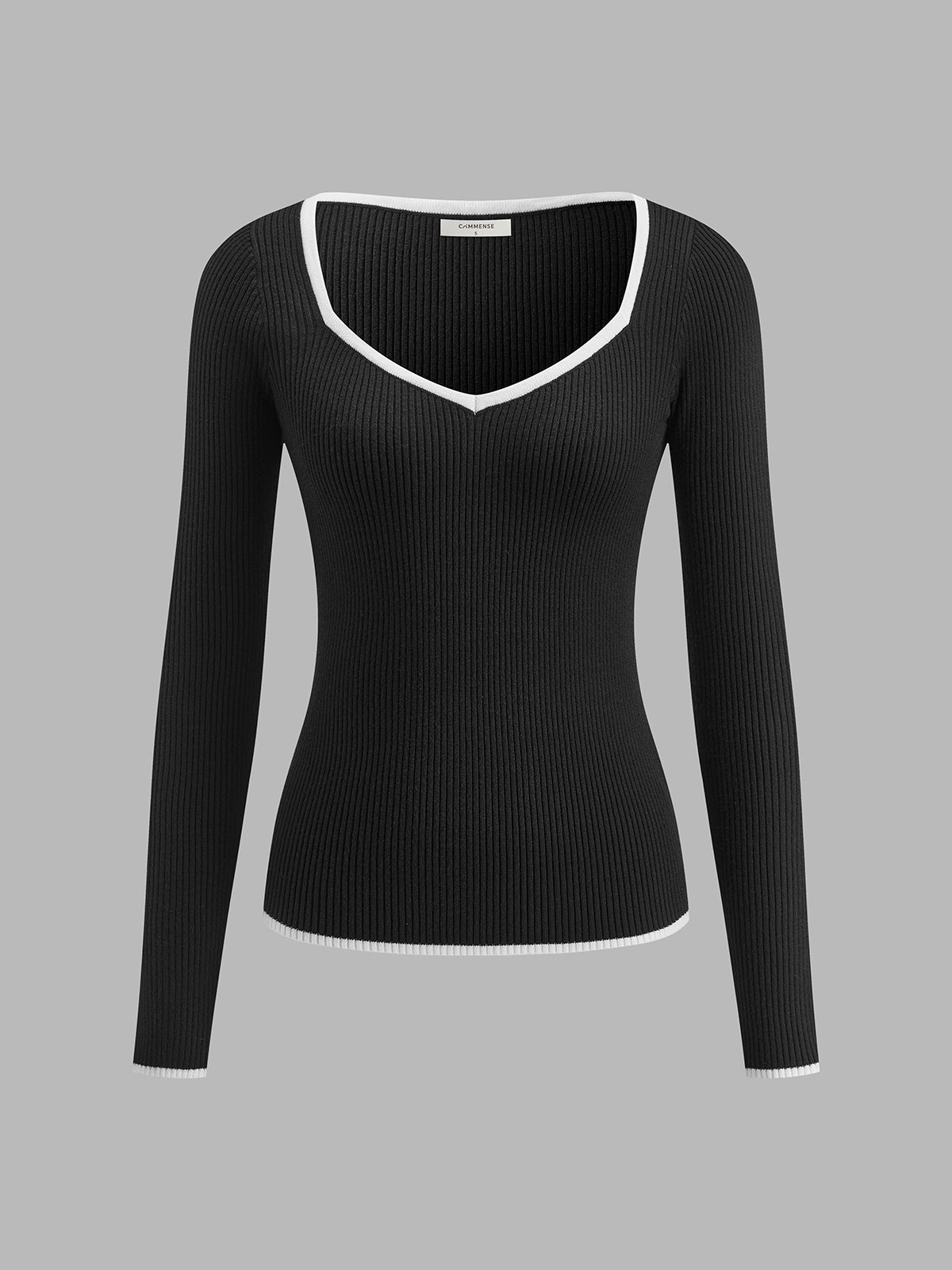 Anke | Damen Herbst Strickpullover mit Kontrastbesatz