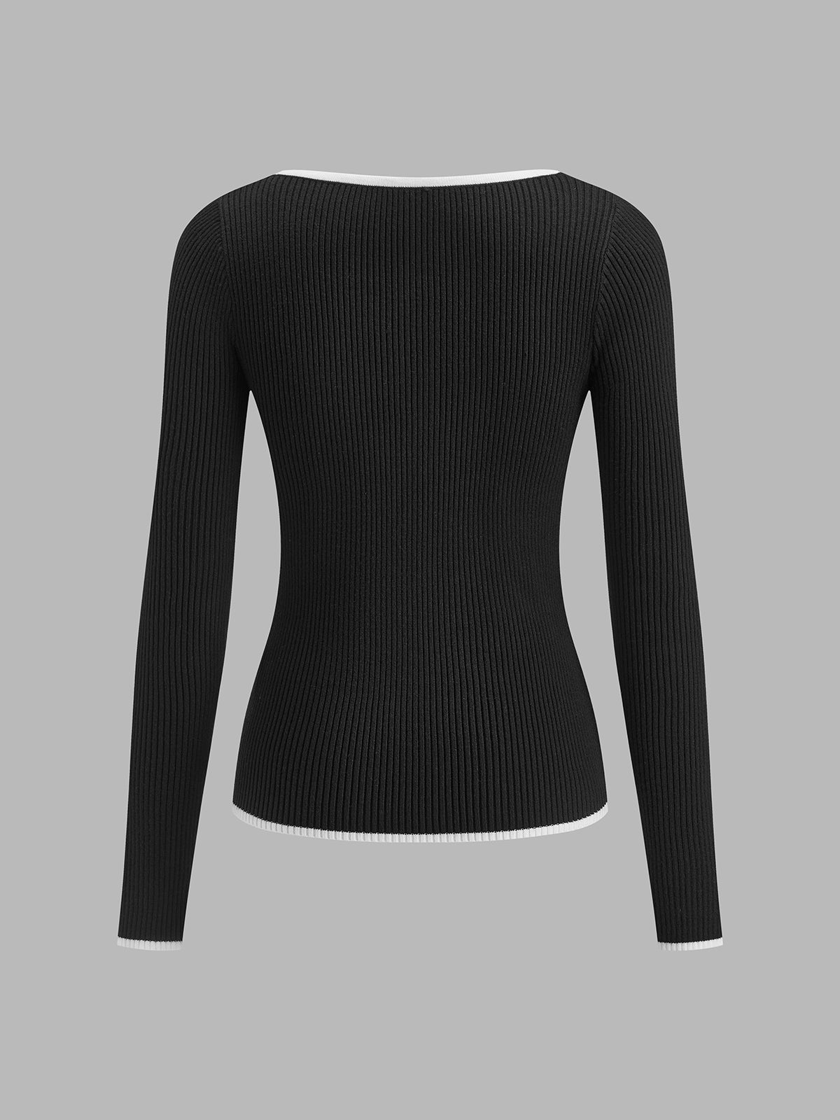 Anke | Damen Herbst Strickpullover mit Kontrastbesatz
