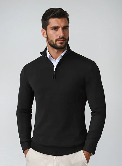 Viktor | Herren Modern Fit Pullover mit Viertel-Reißverschluss