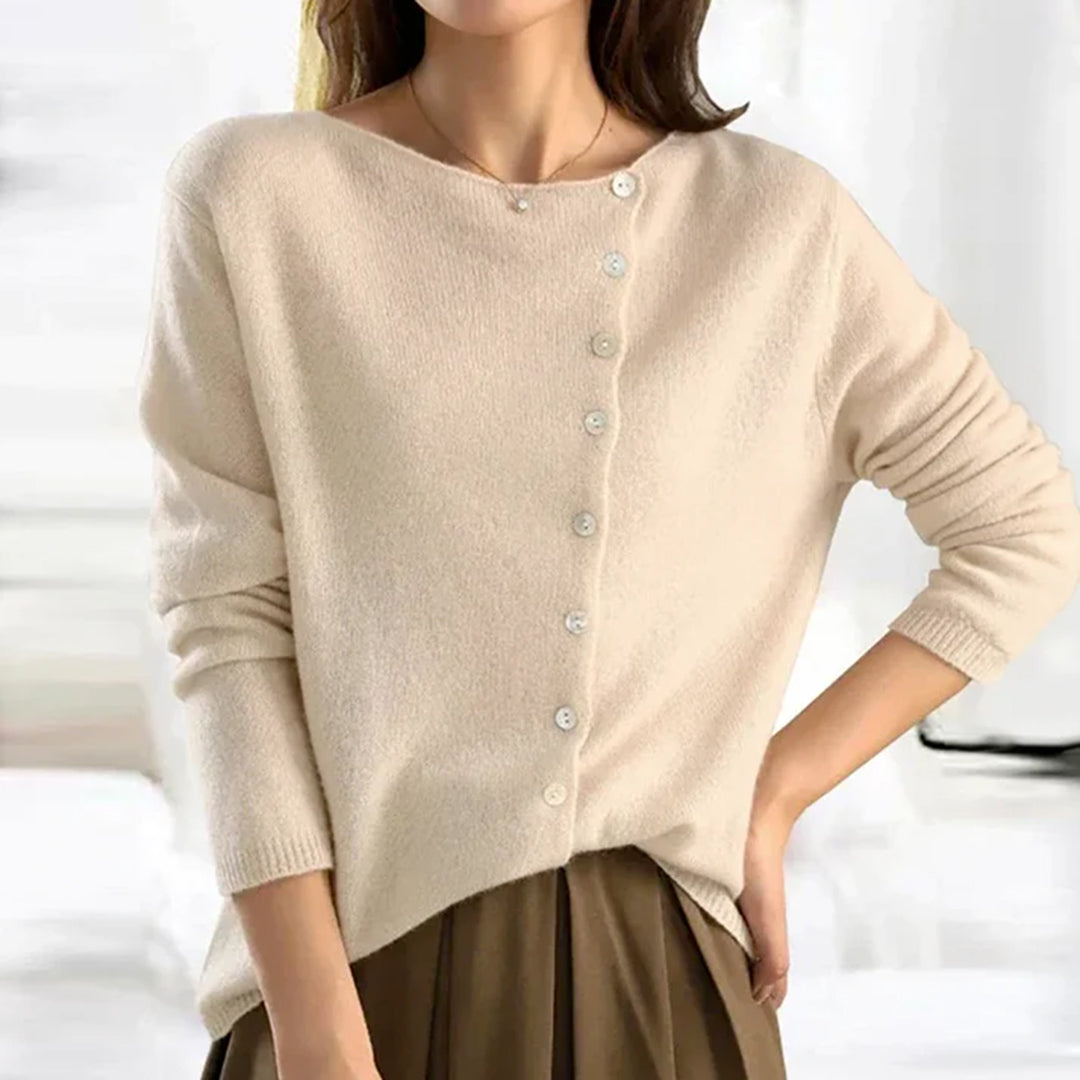 Regine | Damen Locker Geschnittener Winter-Cardigan mit Knöpfen