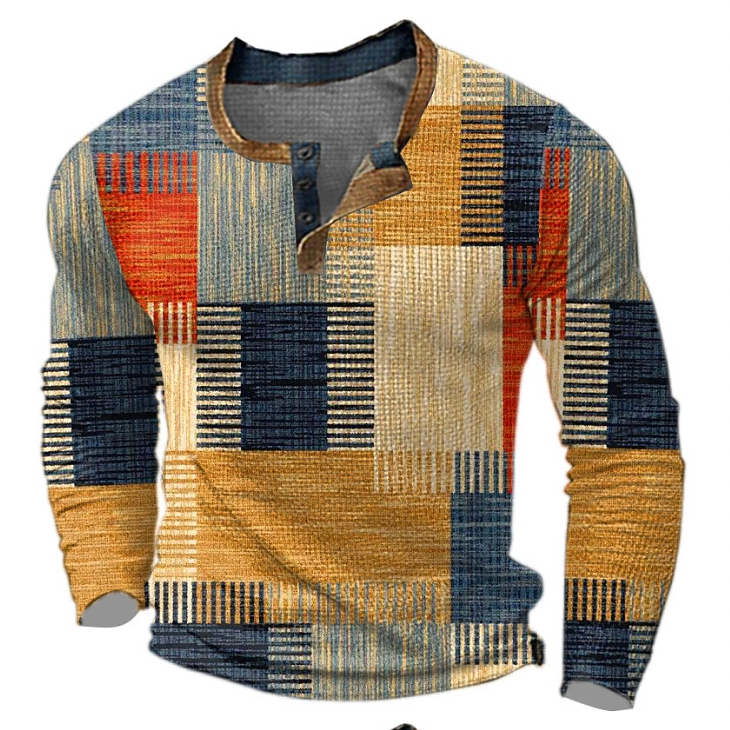 David | Herren Lässiges Hemd mit Modernem Geometrischem Muster