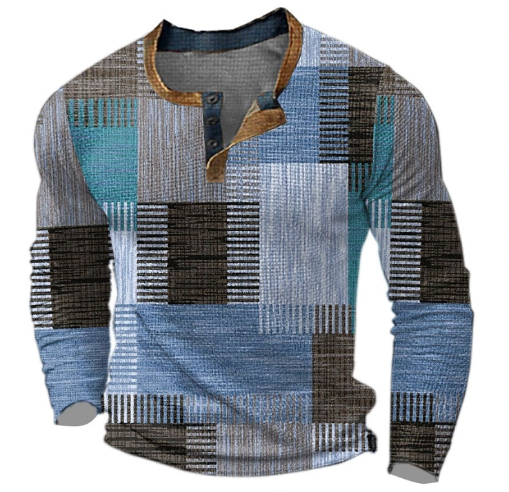 David | Herren Lässiges Hemd mit Modernem Geometrischem Muster