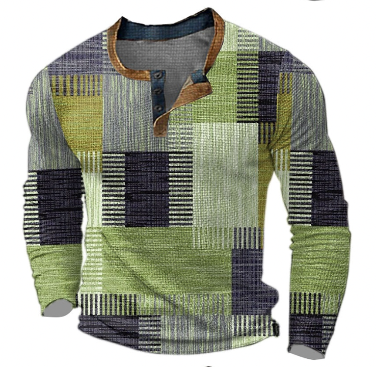 David | Herren Lässiges Hemd mit Modernem Geometrischem Muster