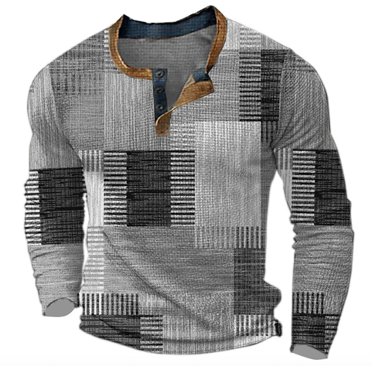 David | Herren Lässiges Hemd mit Modernem Geometrischem Muster
