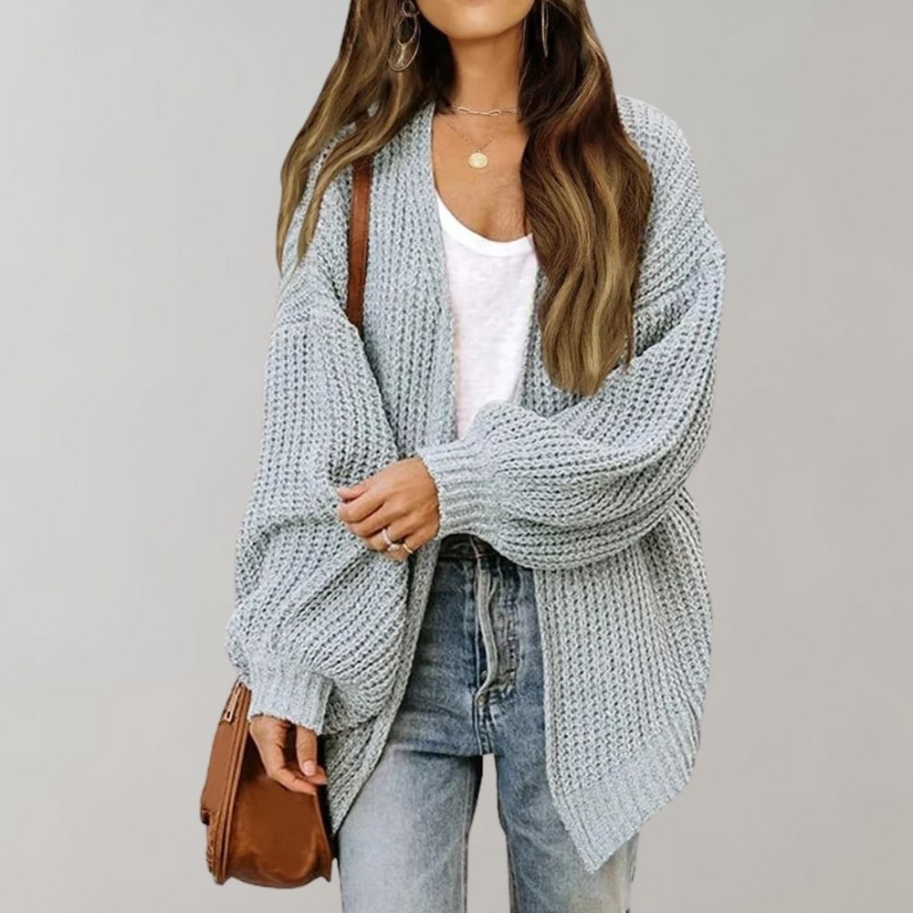 Pauline | Damen Klassischer Strick-Cardigan mit Offenem Vorderteil