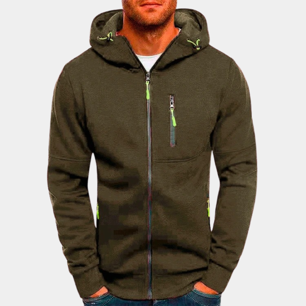 Thomas | Herren Lässige Kapuzenjacke mit Reißverschluss
