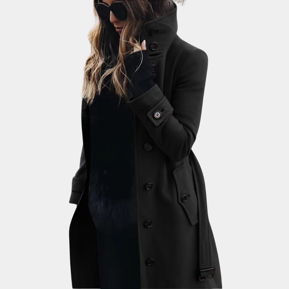 Elke | Damen Herbst Trenchcoat mit hohem Kragen