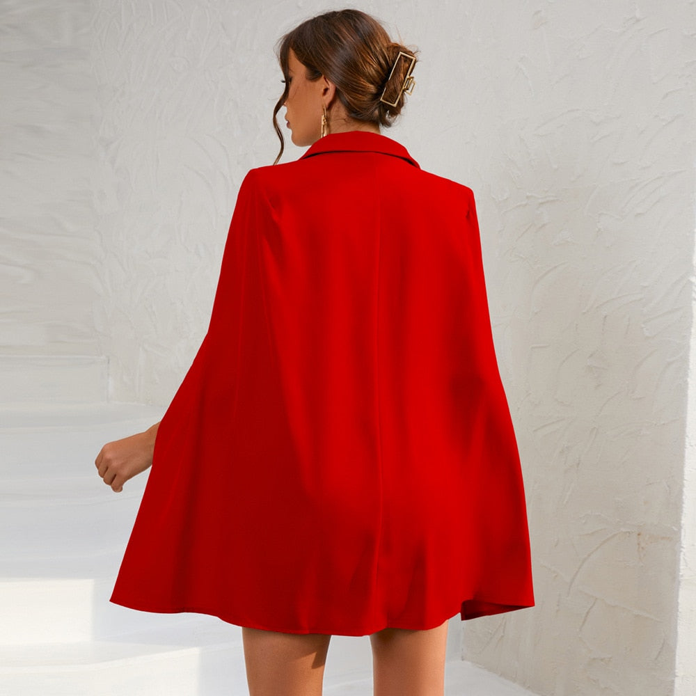 Britta | Damen Cape-Blazer-Minikleid mit Goldknöpfen