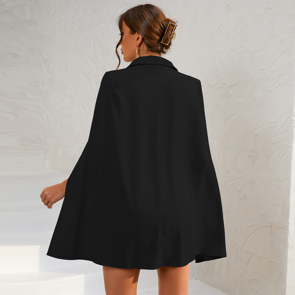 Britta | Damen Cape-Blazer-Minikleid mit Goldknöpfen