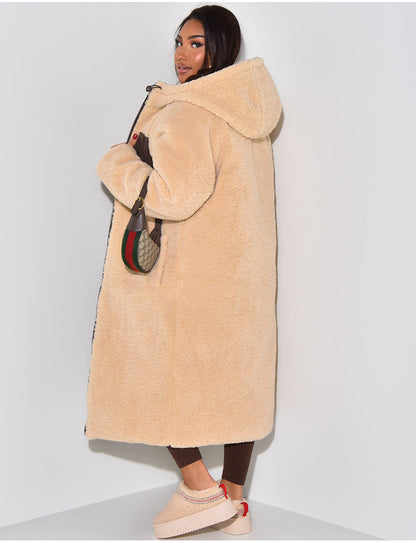 Jasmin | Damen Langer Puffer-Mantel mit Kapuze