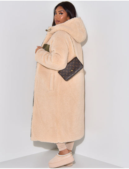 Jasmin | Damen Langer Puffer-Mantel mit Kapuze