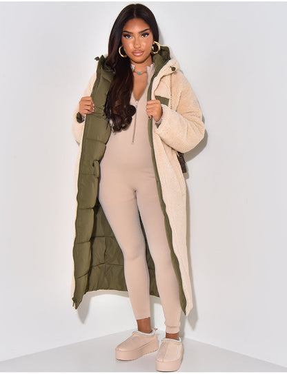 Jasmin | Damen Langer Puffer-Mantel mit Kapuze
