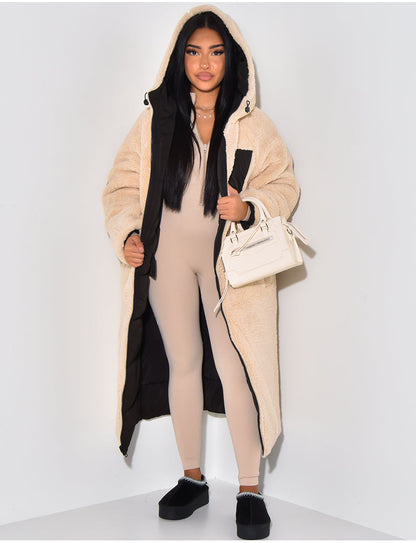 Jasmin | Damen Langer Puffer-Mantel mit Kapuze