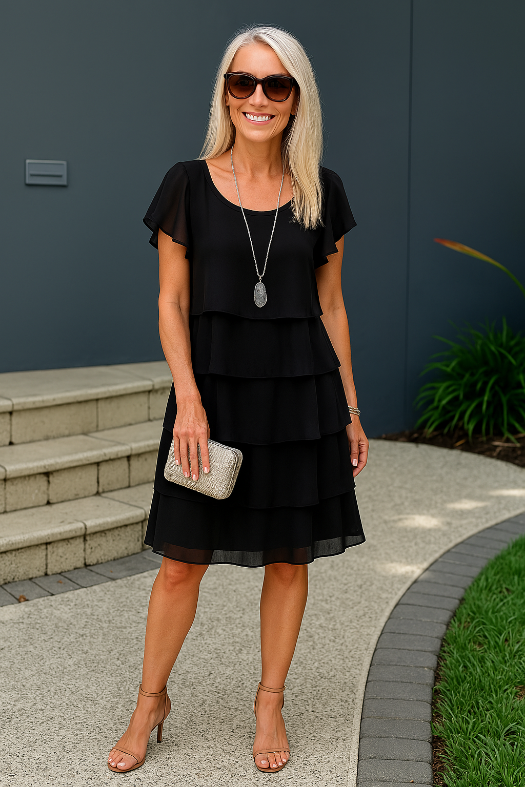 Carolin | Damen Lässiges Partykleid mit Lagen und Rüschen