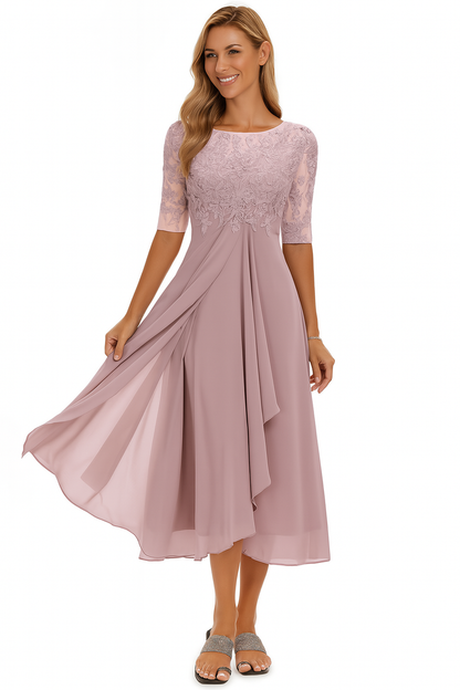 Anja | Damen Sommer A-Linien Midi-Kleid