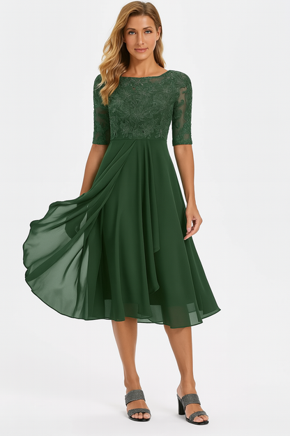 Anja | Damen Sommer A-Linien Midi-Kleid