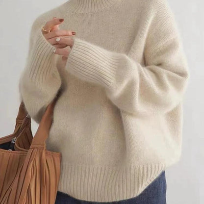 Daniela | Damen Herbst Oversize-Strickpullover mit Rollkragen