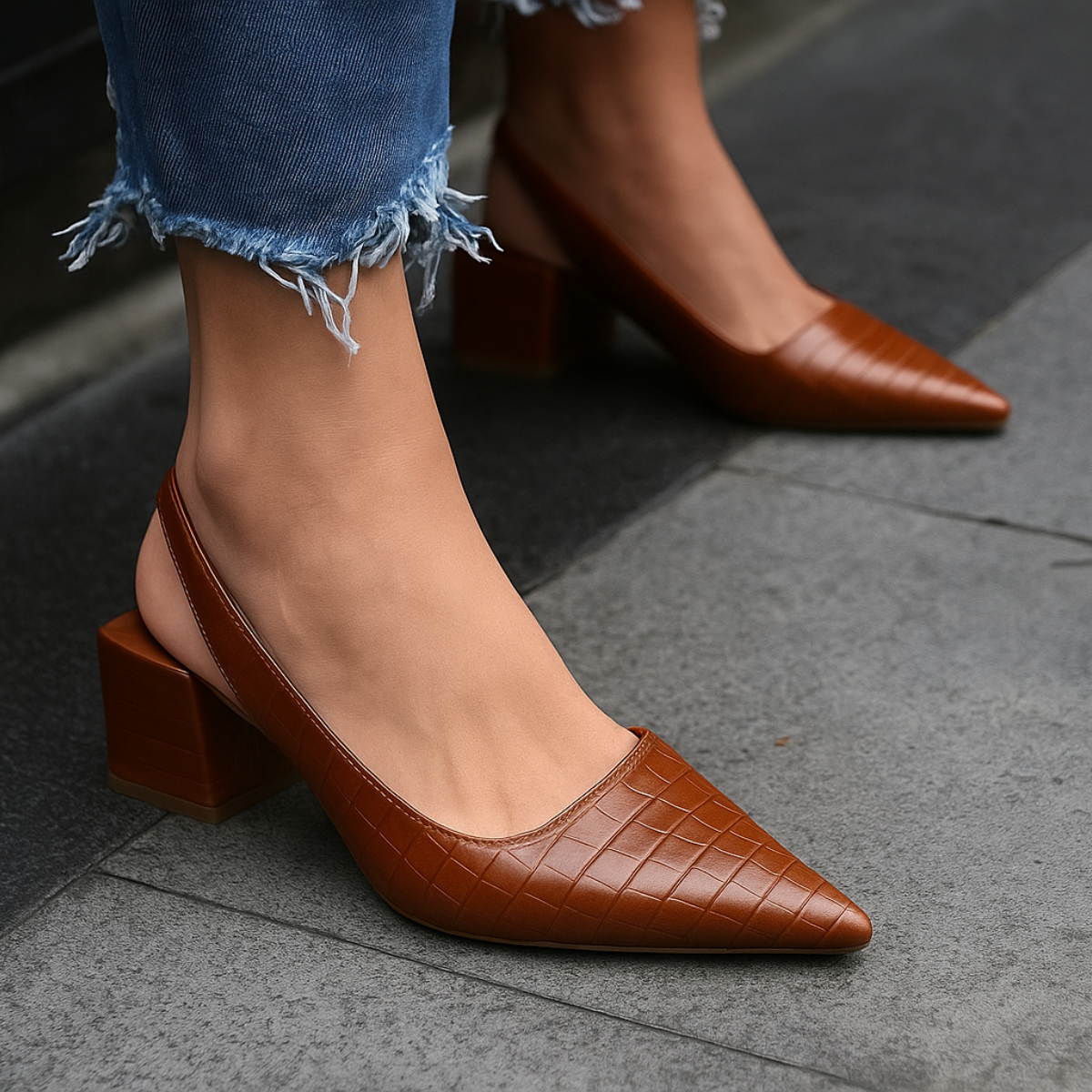 Johanna | Damen Spitz zulaufende Schuhe mit Blockabsatz