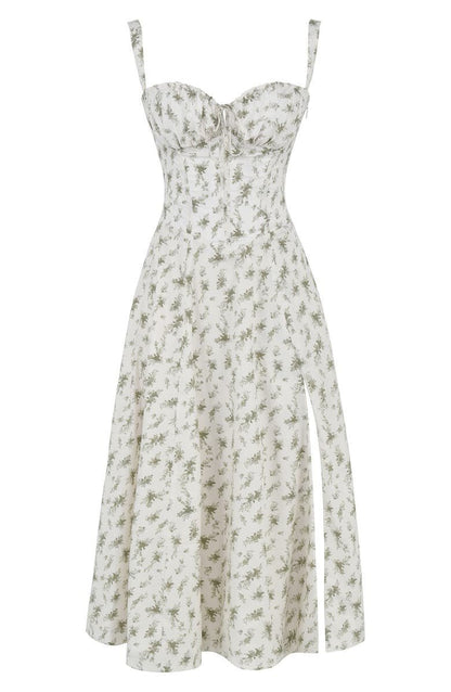 Birgit | Damen Korsett-Midikleid mit fließendem Rock