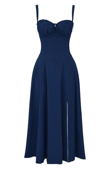 Birgit | Damen Korsett-Midikleid mit fließendem Rock