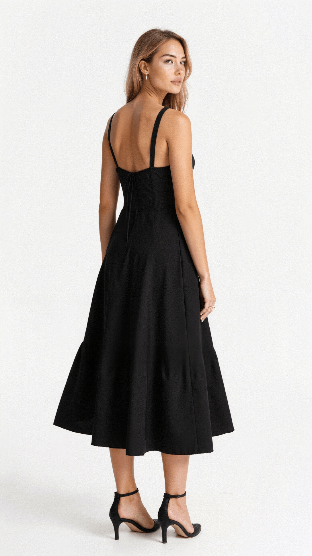 Birgit | Damen Korsett-Midikleid mit fließendem Rock