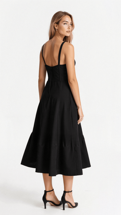 Birgit | Damen Korsett-Midikleid mit fließendem Rock