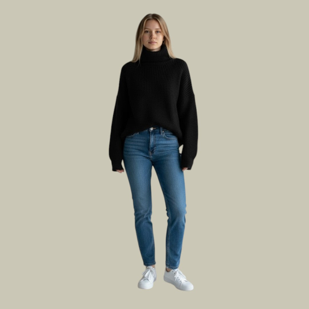 Sandra | Damen Locker Geschnittene Herbst Rollkragenpullover