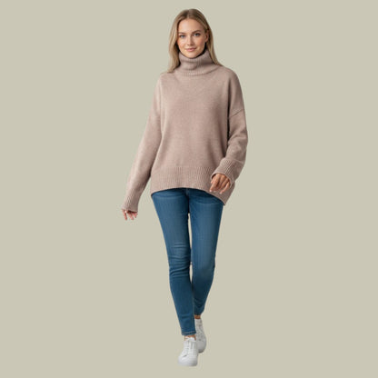 Sandra | Damen Locker Geschnittene Herbst Rollkragenpullover