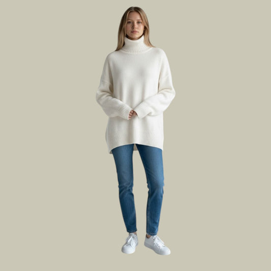 Sandra | Damen Locker Geschnittene Herbst Rollkragenpullover