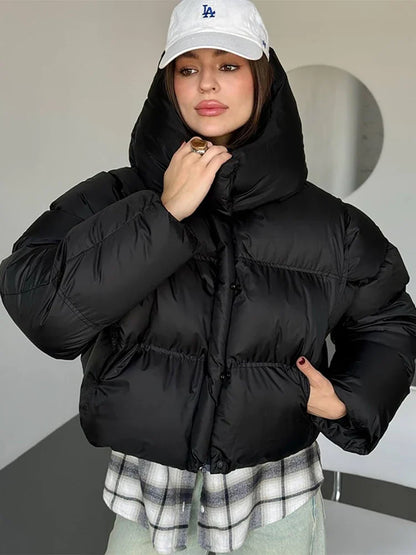 Julia | Damen Kapuzen Cropped Puffer Winterjacke