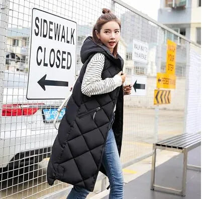 Verena | Damen Lange Gesteppte Street-Fashion-Weste