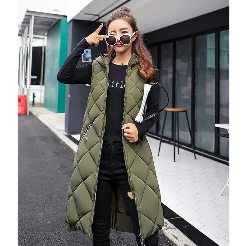 Verena | Damen Lange Gesteppte Street-Fashion-Weste