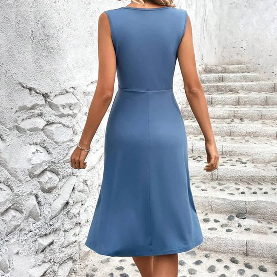 Anna | Damen V-Ausschnitt Ärmelloses Blumenkleid
