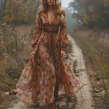 Lara | Damen Sommer Maxikleid im Boho-Stil mit Rüschen