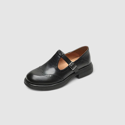 Kathrin | Damen Klassische Vintage Oxford-Schuhe mit Schnalle