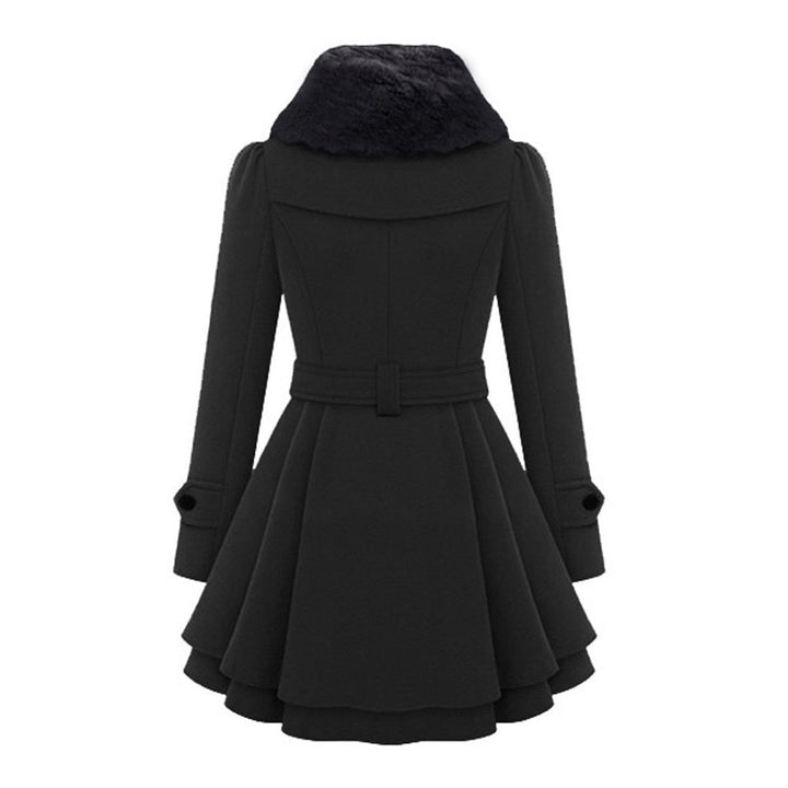 Natalie | Charmanter Gürtel Wollmantel mit Pelzkragen Damen