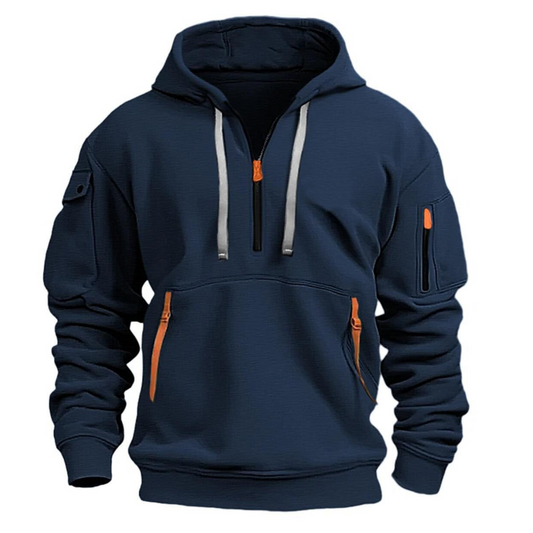 Emil | Herren Pullover-Hoodie mit Reißverschlusstasche und Kordelzug