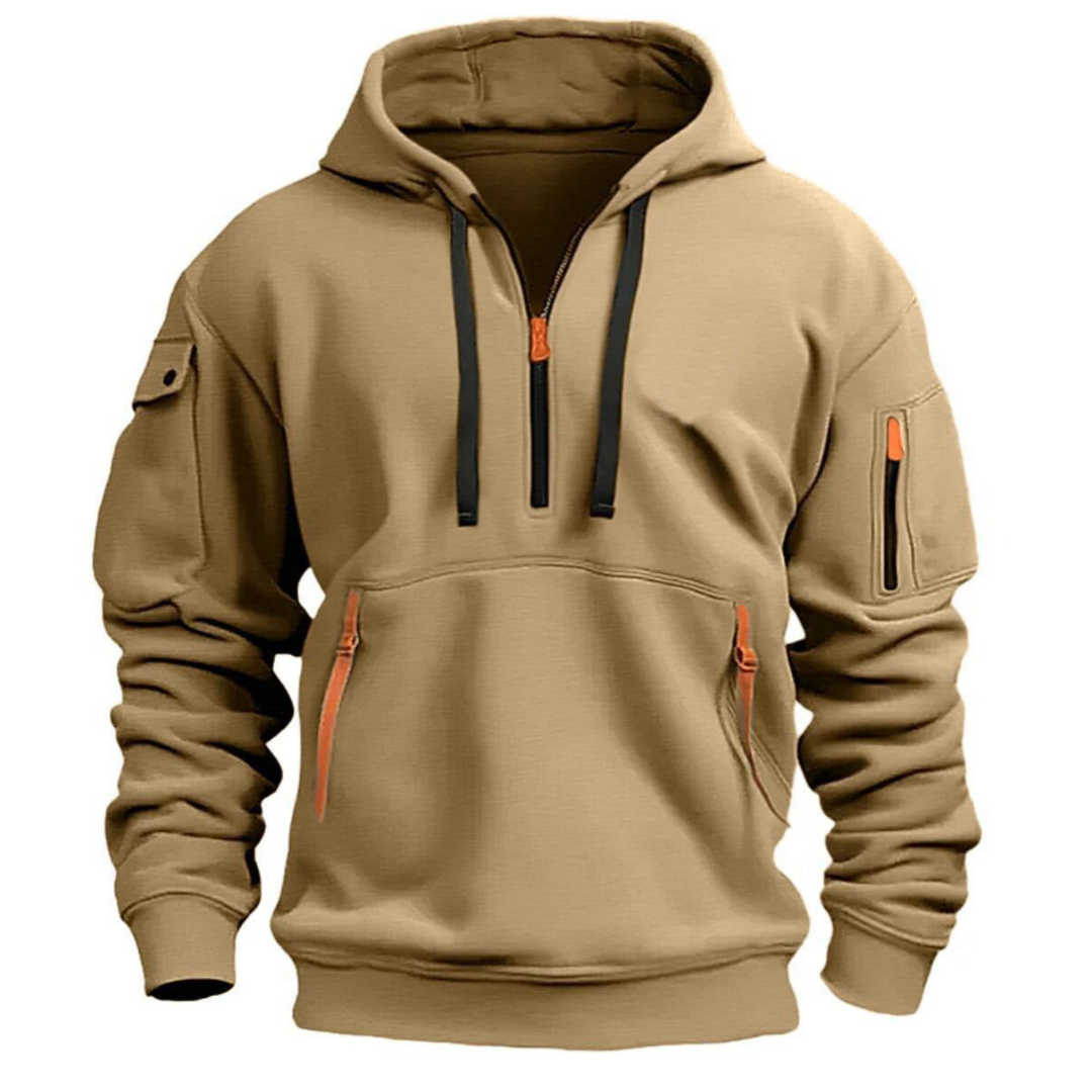 Emil | Herren Pullover-Hoodie mit Reißverschlusstasche und Kordelzug