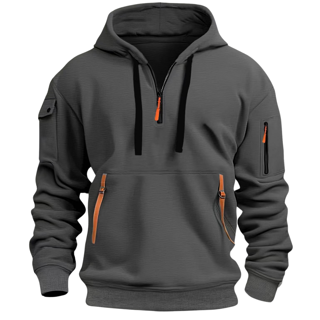Emil | Herren Pullover-Hoodie mit Reißverschlusstasche und Kordelzug