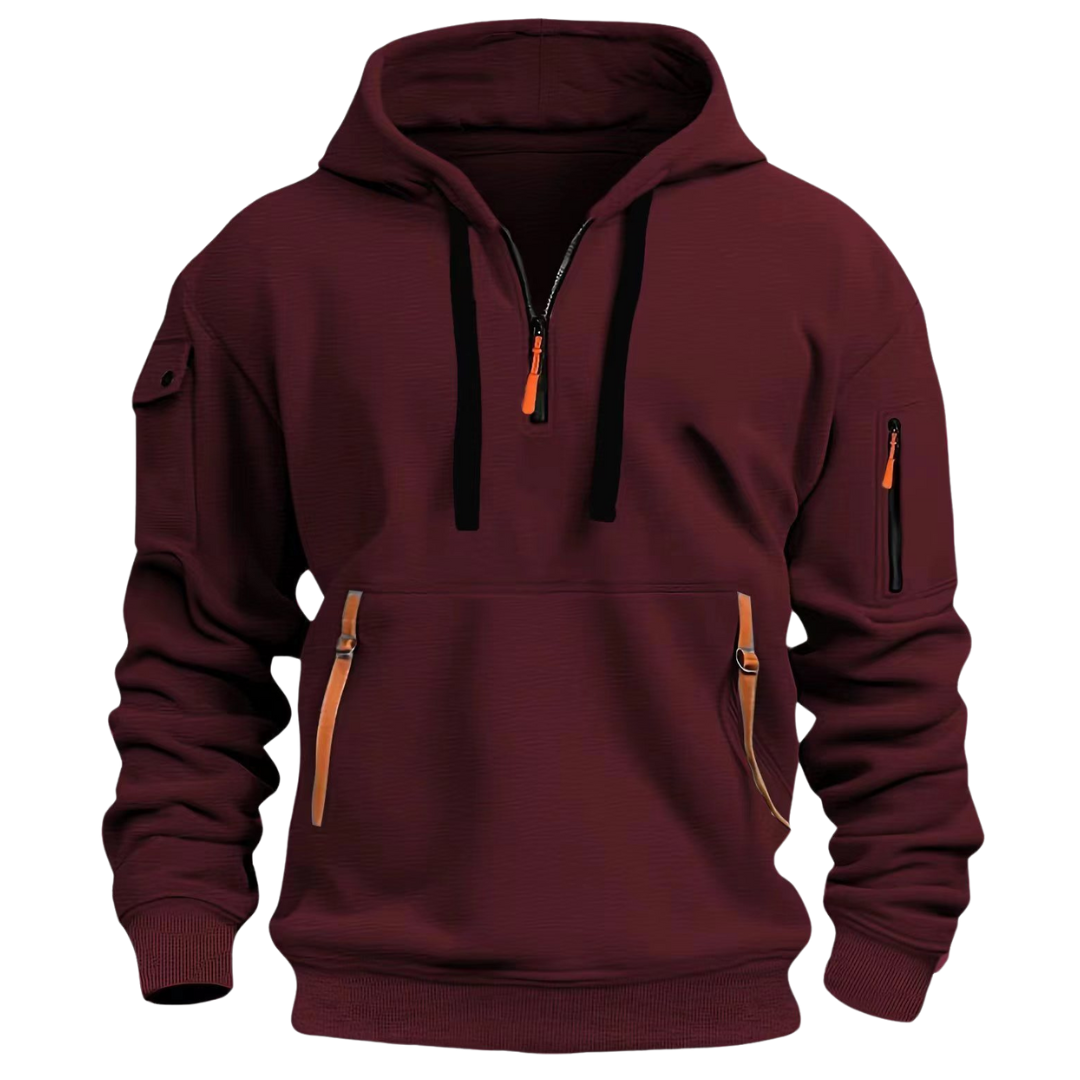 Emil | Herren Pullover-Hoodie mit Reißverschlusstasche und Kordelzug