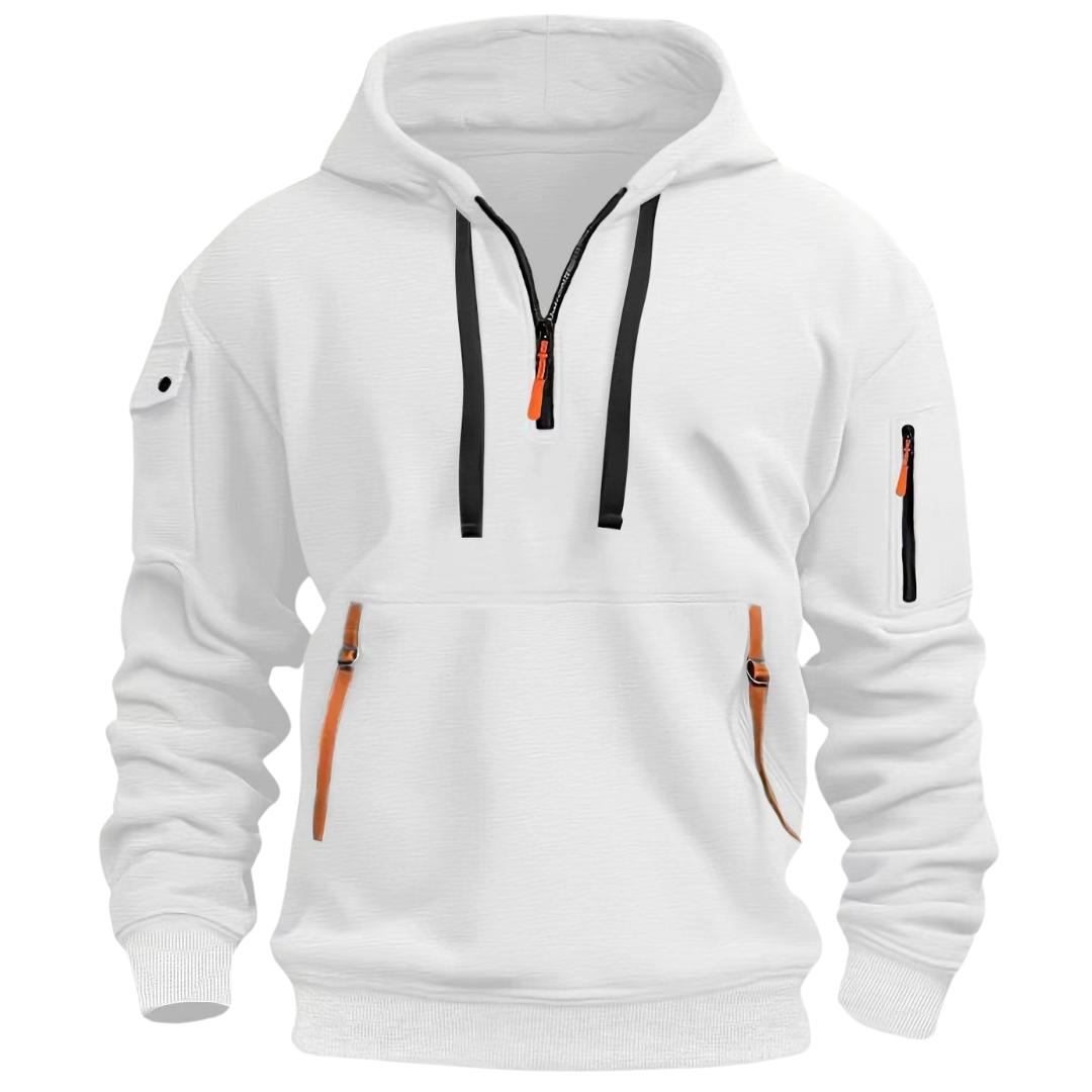 Emil | Herren Pullover-Hoodie mit Reißverschlusstasche und Kordelzug