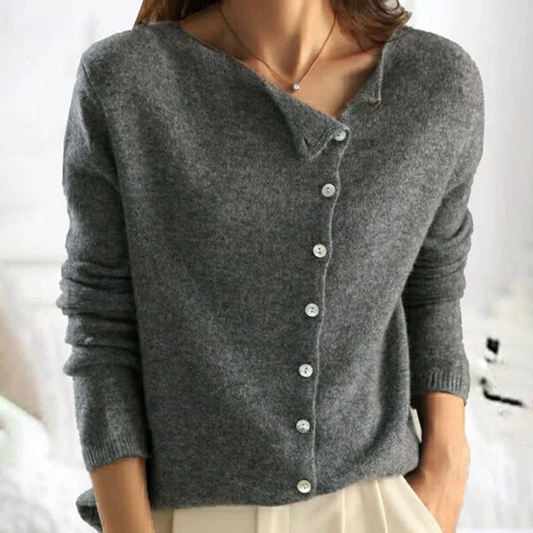 Regine | Damen Locker Geschnittener Winter-Cardigan mit Knöpfen
