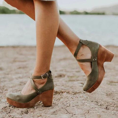 Kathrin | Damen Elegante Geschlossene Zehen Wedge High Heels