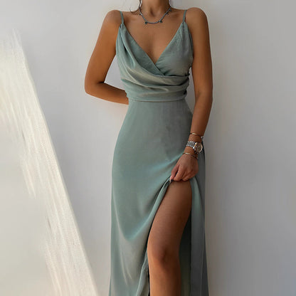 Katharina | Damen Langes Kleid mit Schlitz am Saum
