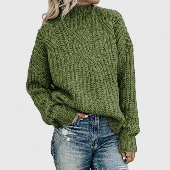 Greta | Damen Gemütlicher Lässiger Pullover mit Hohem Kragen